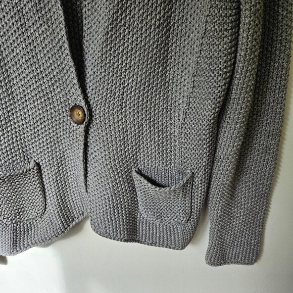Fabiana Filippi Textured Knit Cardigan Women's Sz L Grey Cotton Designer Italy - Picture 4 of 9